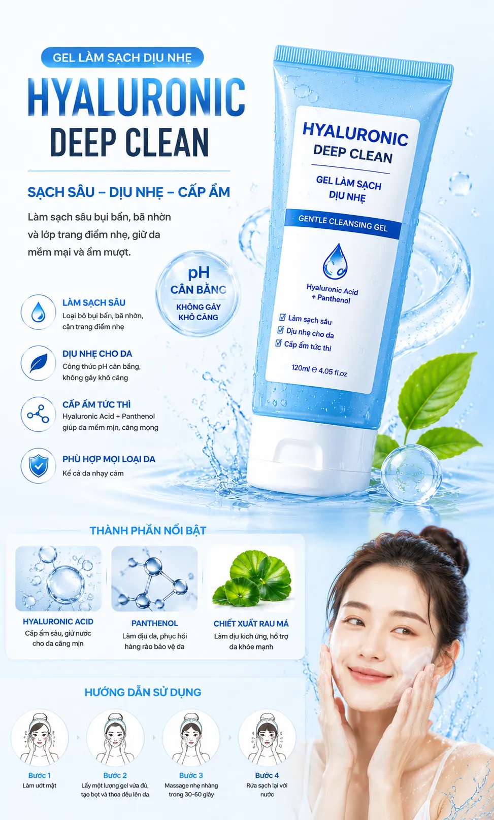 Gel Làm Sạch Dịu Nhẹ Hyaluronic Deep Clean