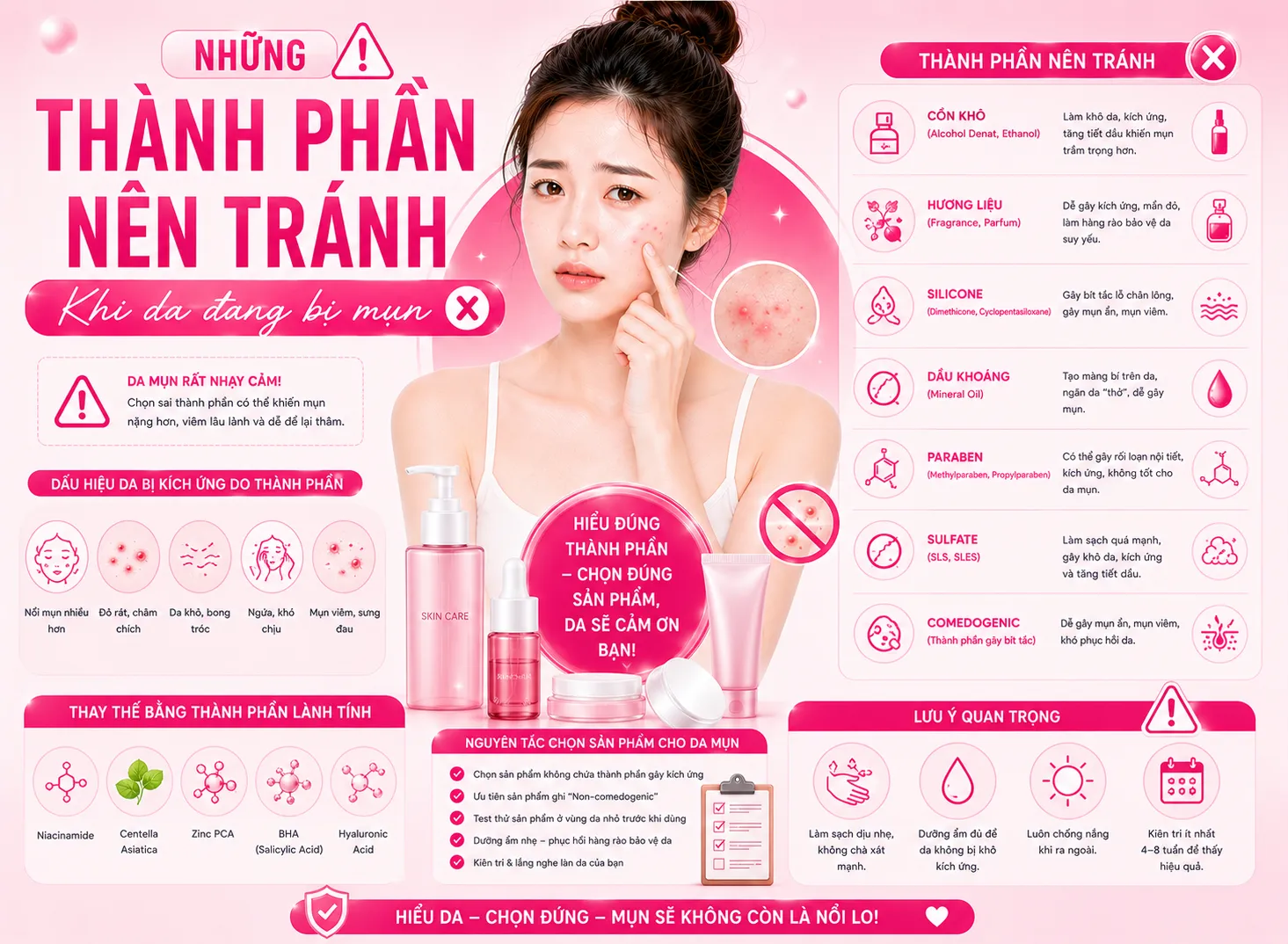 Những Thành Phần Nên Tránh Khi Da Đang Bị Mụn